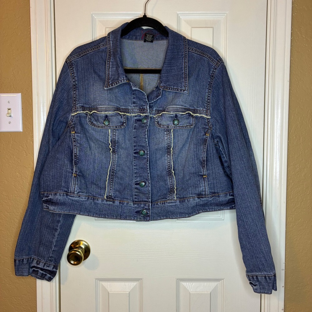Venezia Denim Vtg Jacket Cropped Embellished Western Jean Jacket Plus Size 18/20